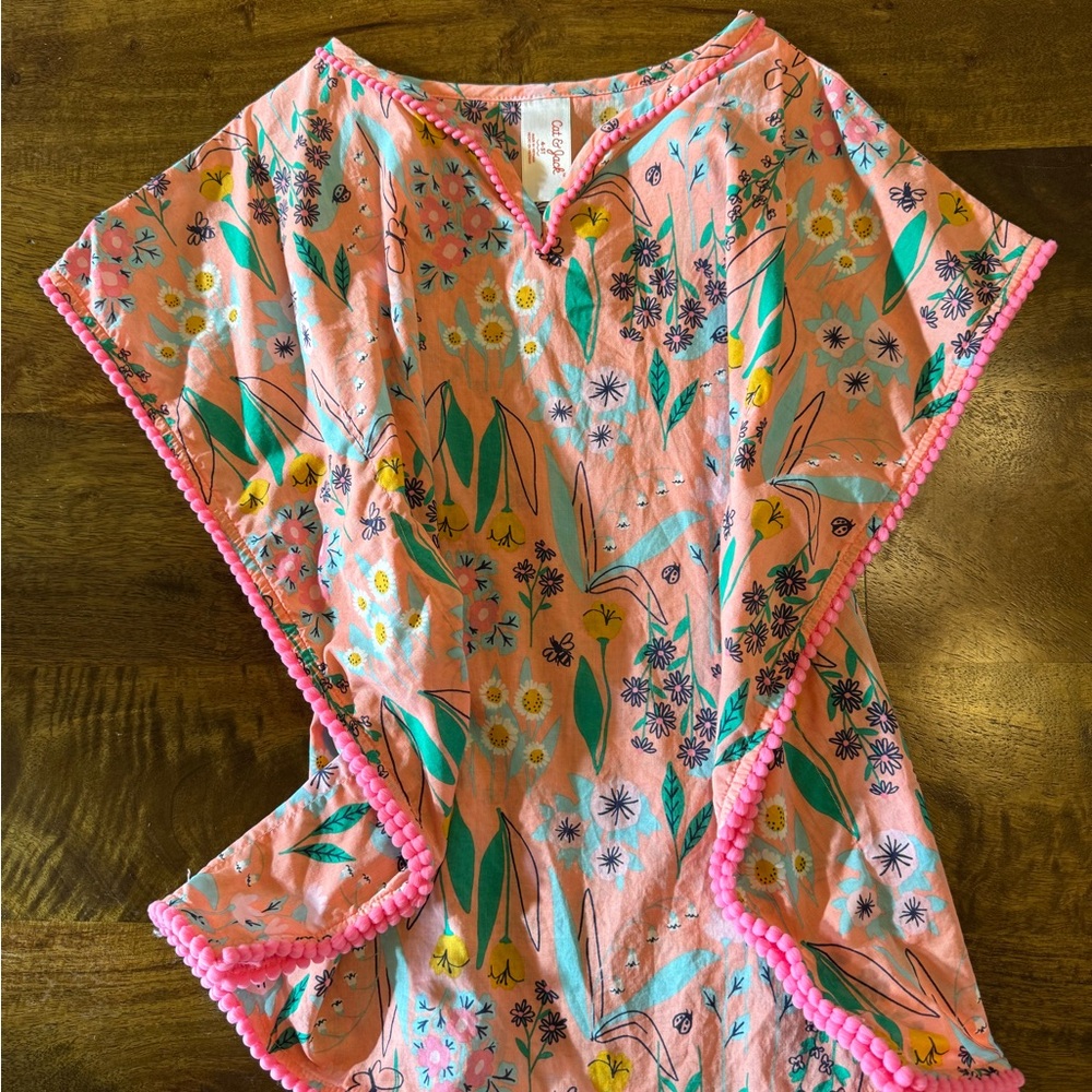 Cat & Jack Pink Floral Pom-Trim Tunic